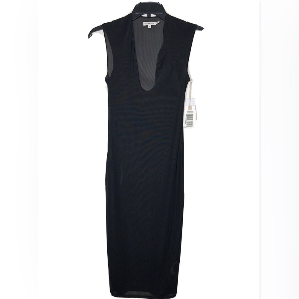 Good American Black Mesh Sleeveless Dress